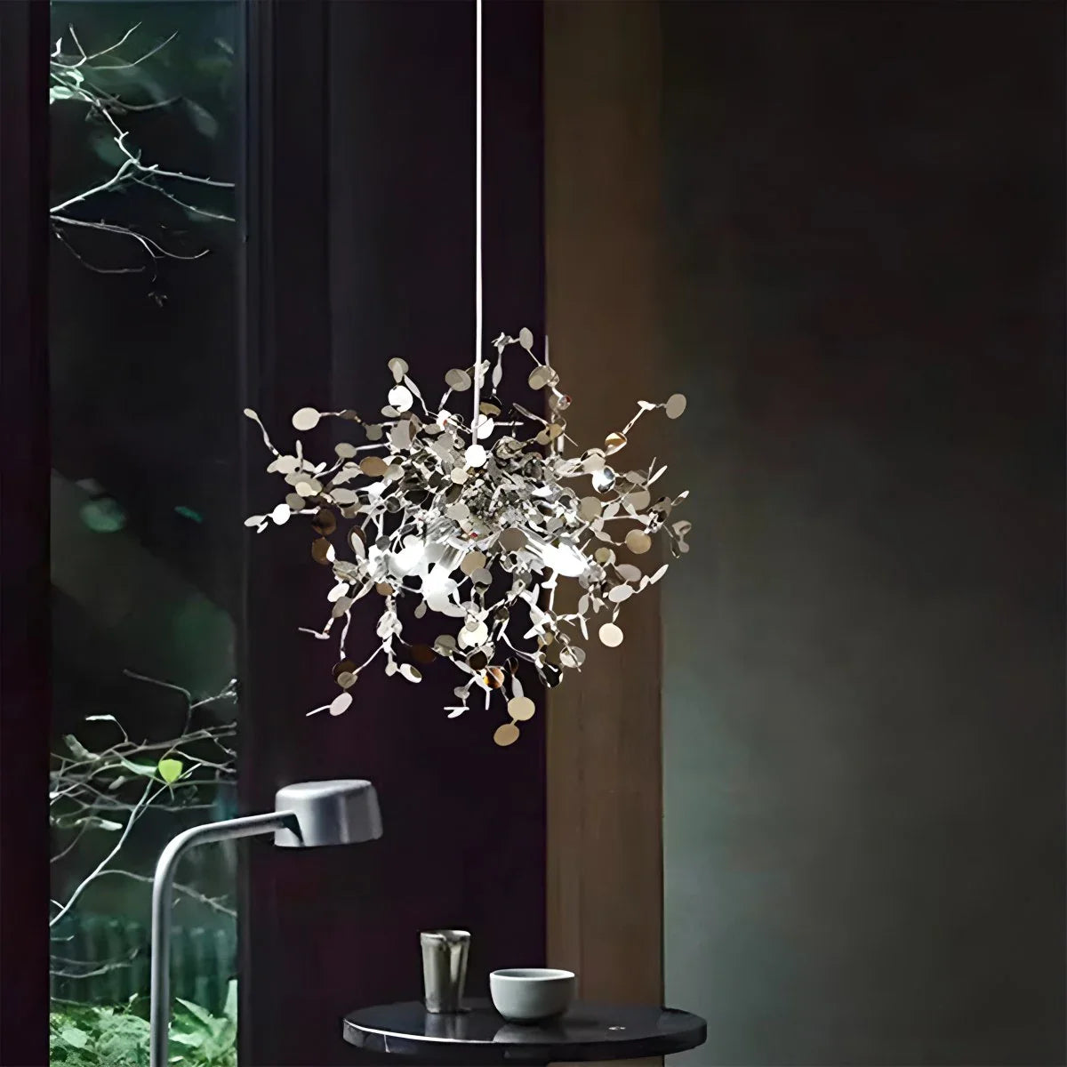 Ayato – Blatt Design Edelstahl-Hängeleuchte