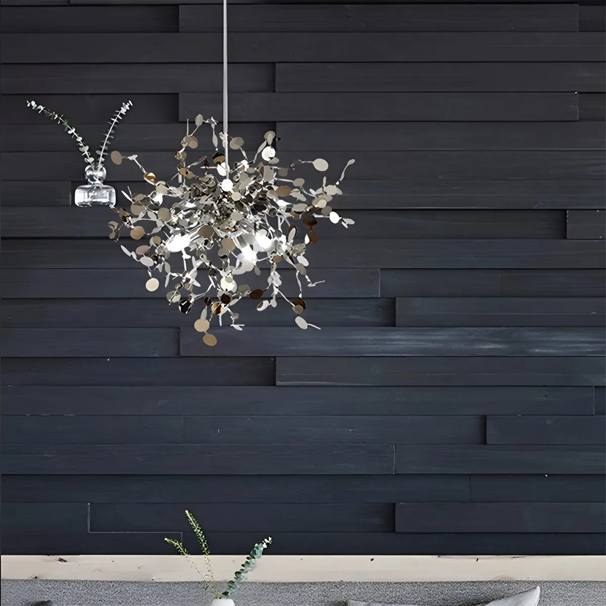 Ayato – Blatt Design Edelstahl-Hängeleuchte