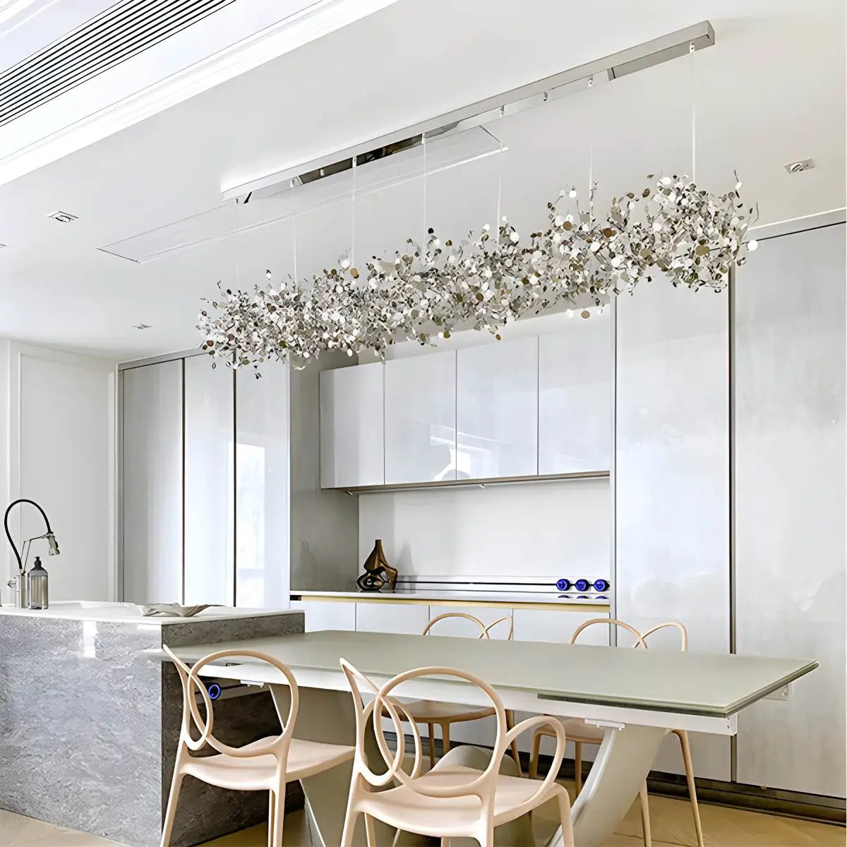 Ayato – Blatt Design Edelstahl-Hängeleuchte