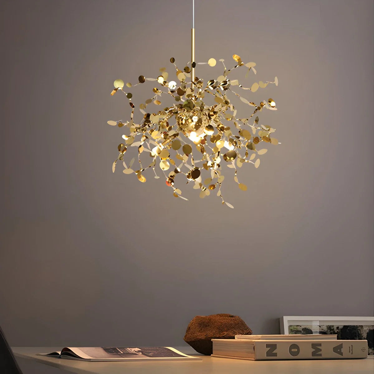 Ayato – Blatt Design Edelstahl-Hängeleuchte