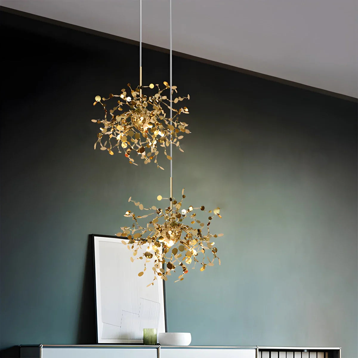Ayato – Blatt Design Edelstahl-Hängeleuchte