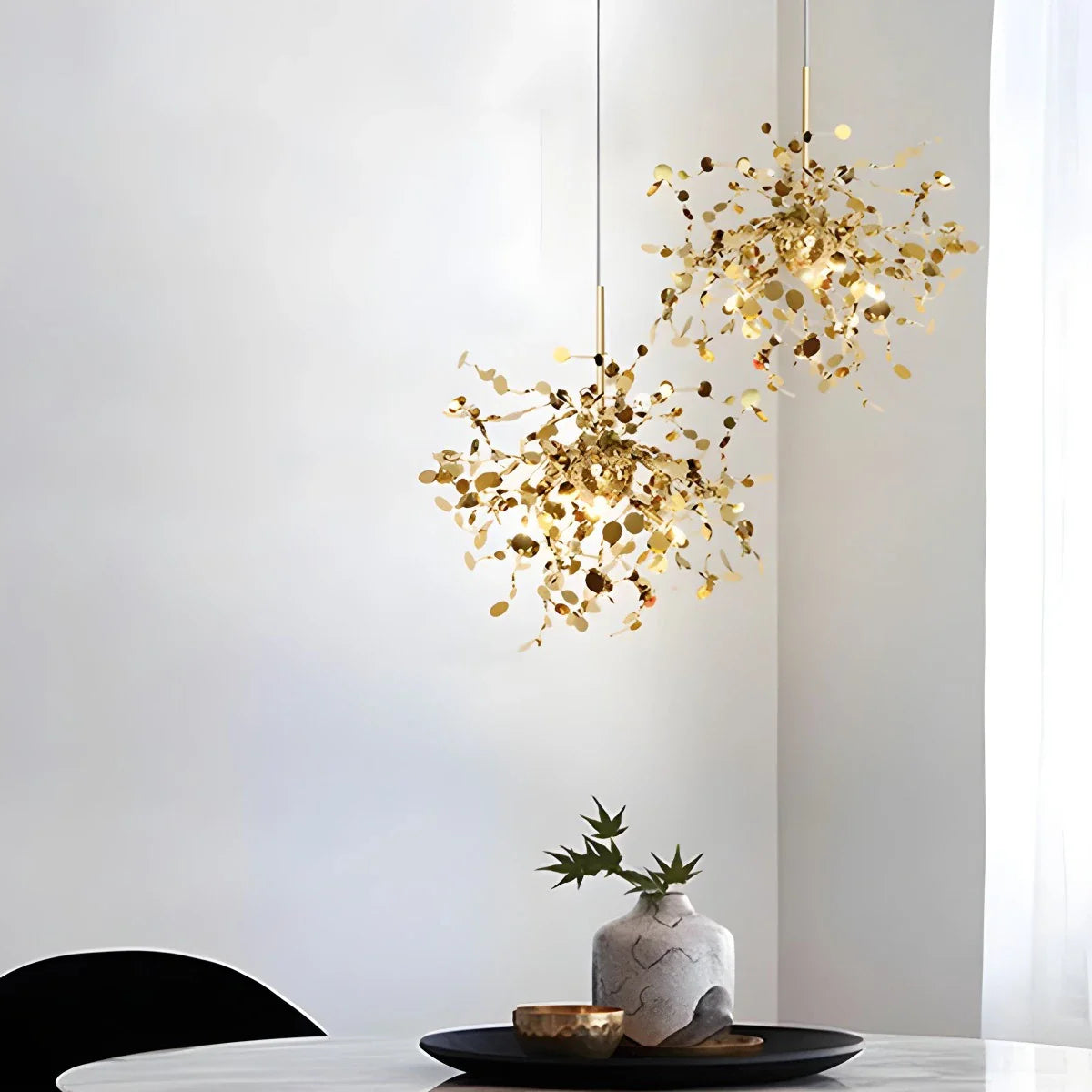 Ayato – Blatt Design Edelstahl-Hängeleuchte