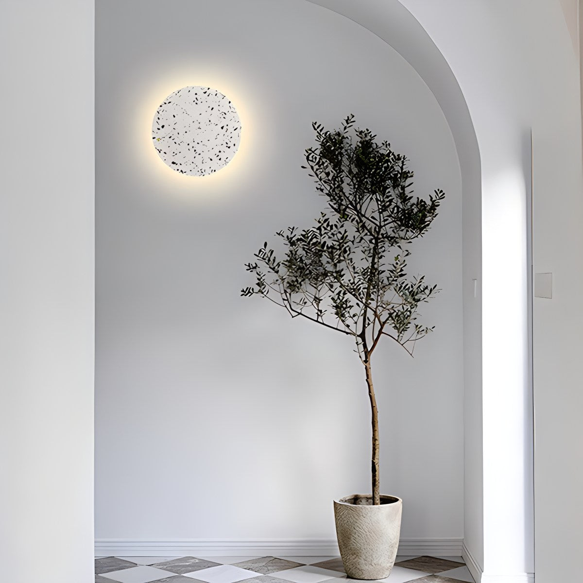 Yura – Nordische Terrazzo Wandlampe Rund