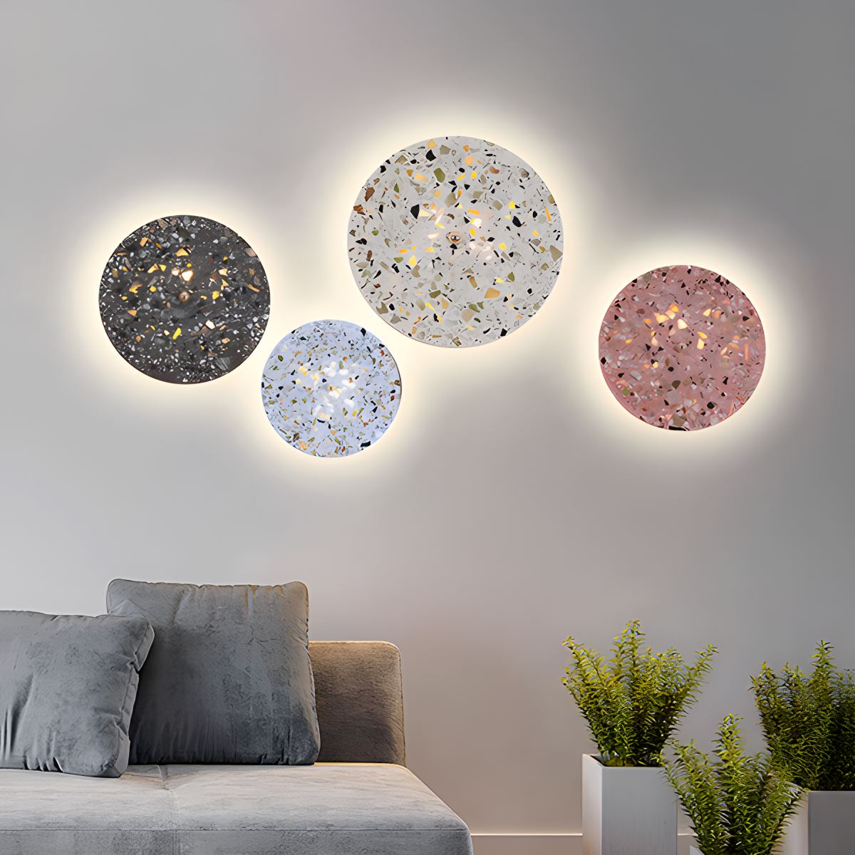 Yura – Nordische Terrazzo Wandlampe Rund