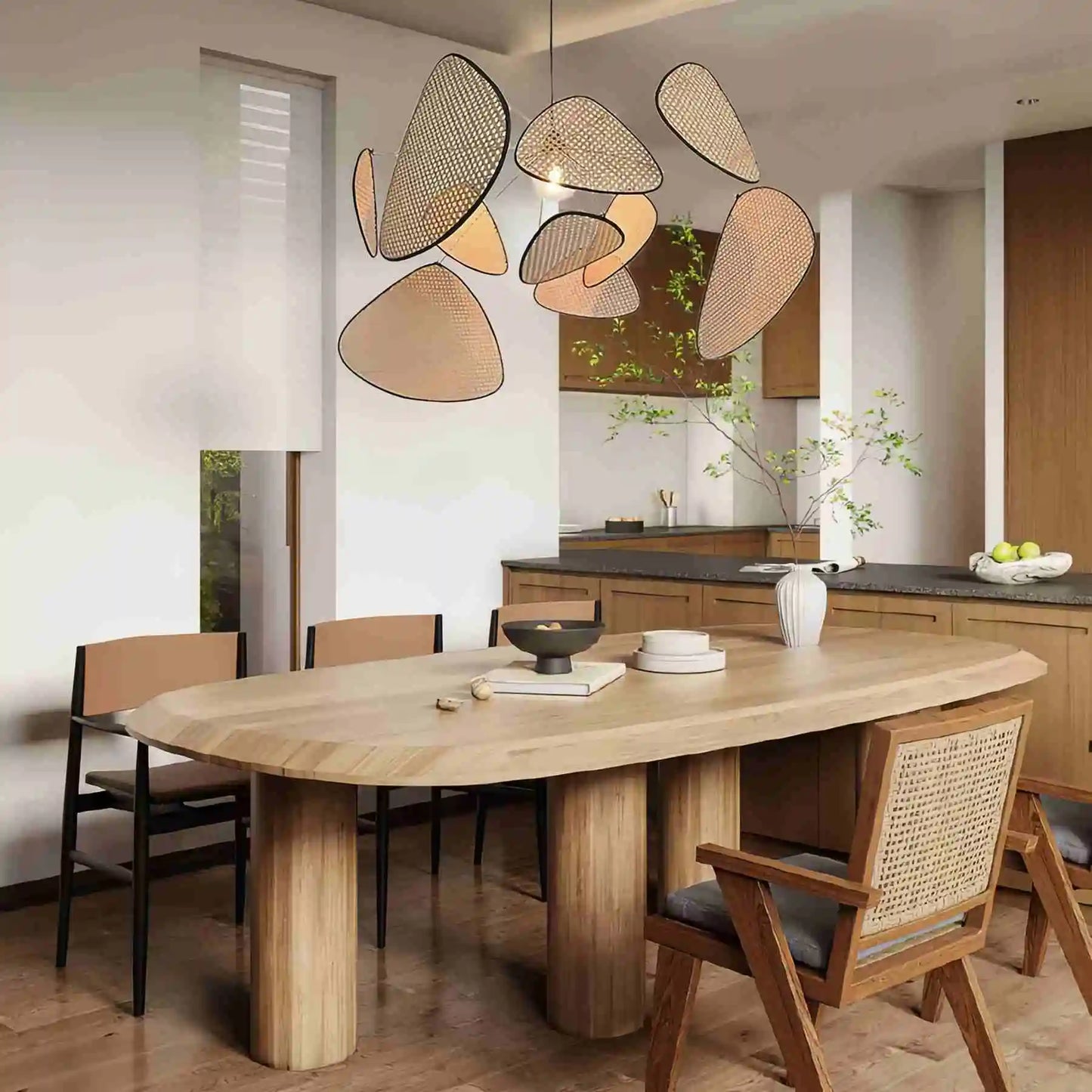 Kiyomi – Japanische Rattan Pendelleuchte