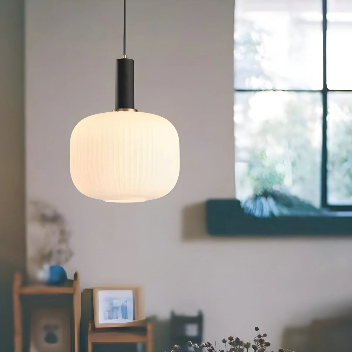 Miyako – Gestreifte Glas-Laternen Hängeleuchte