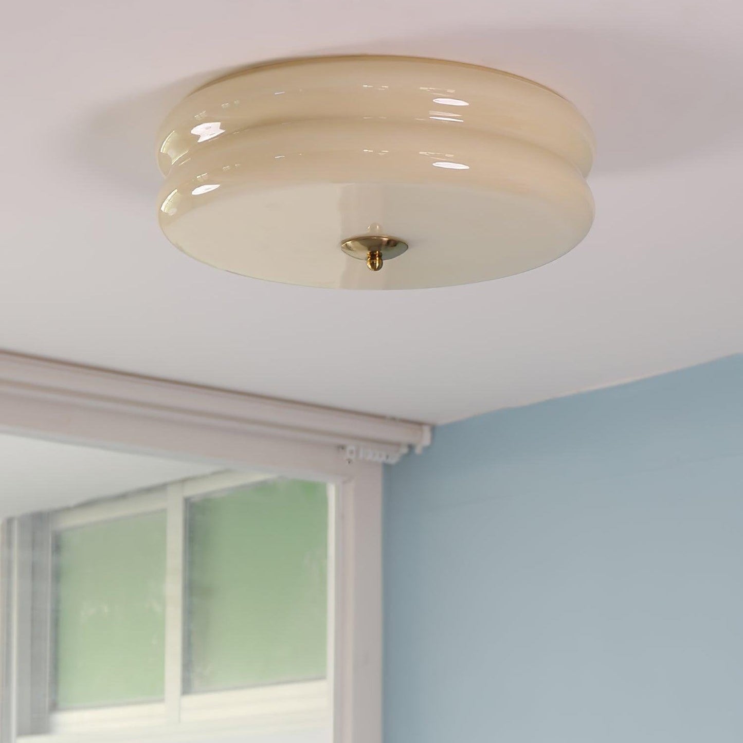 Elon – Schlichte Deckenlampe aus Glas in Creme