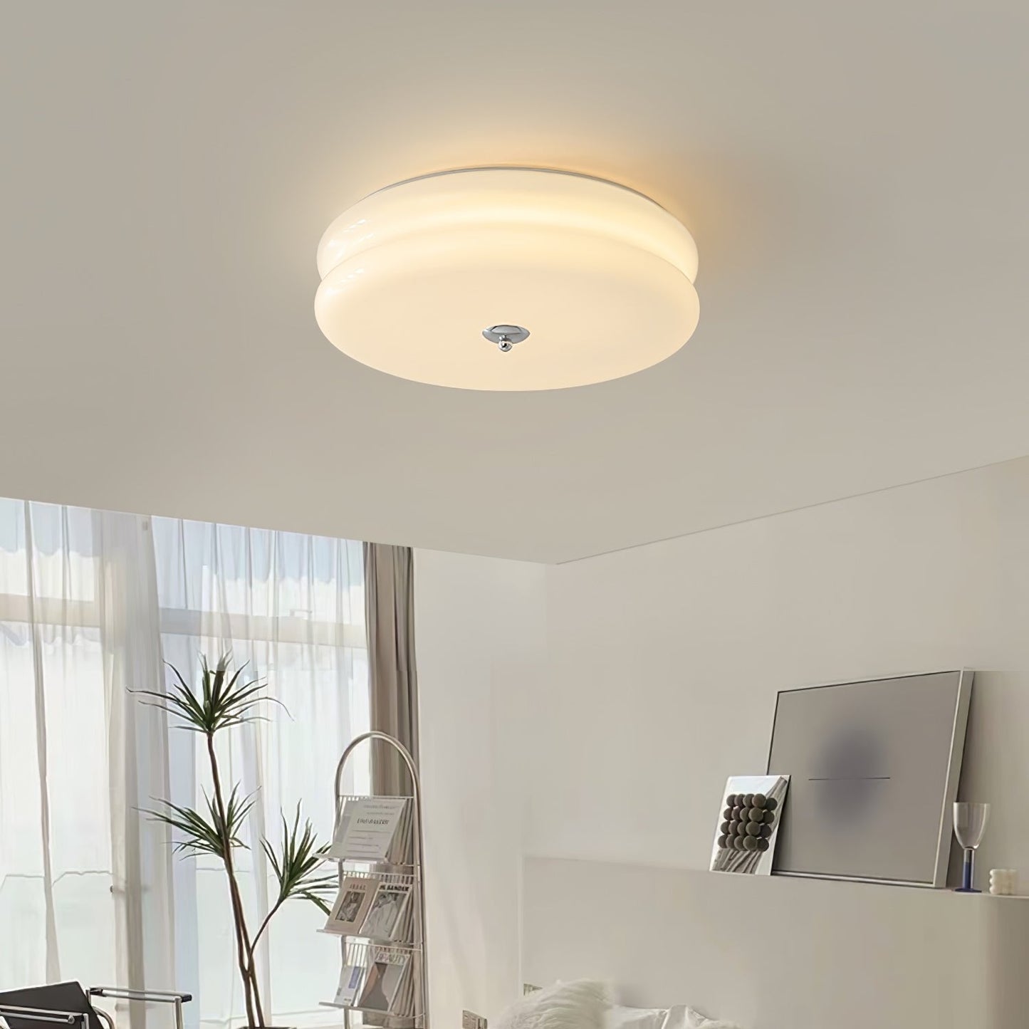 Elon – Schlichte Deckenlampe aus Glas in Creme