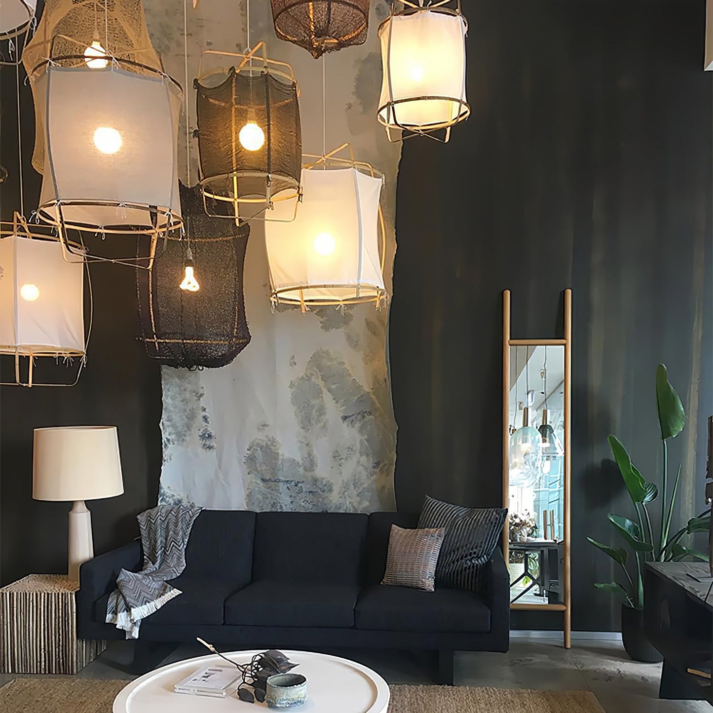 Asami – Design Pendelleuchte aus Leinen & Bambus