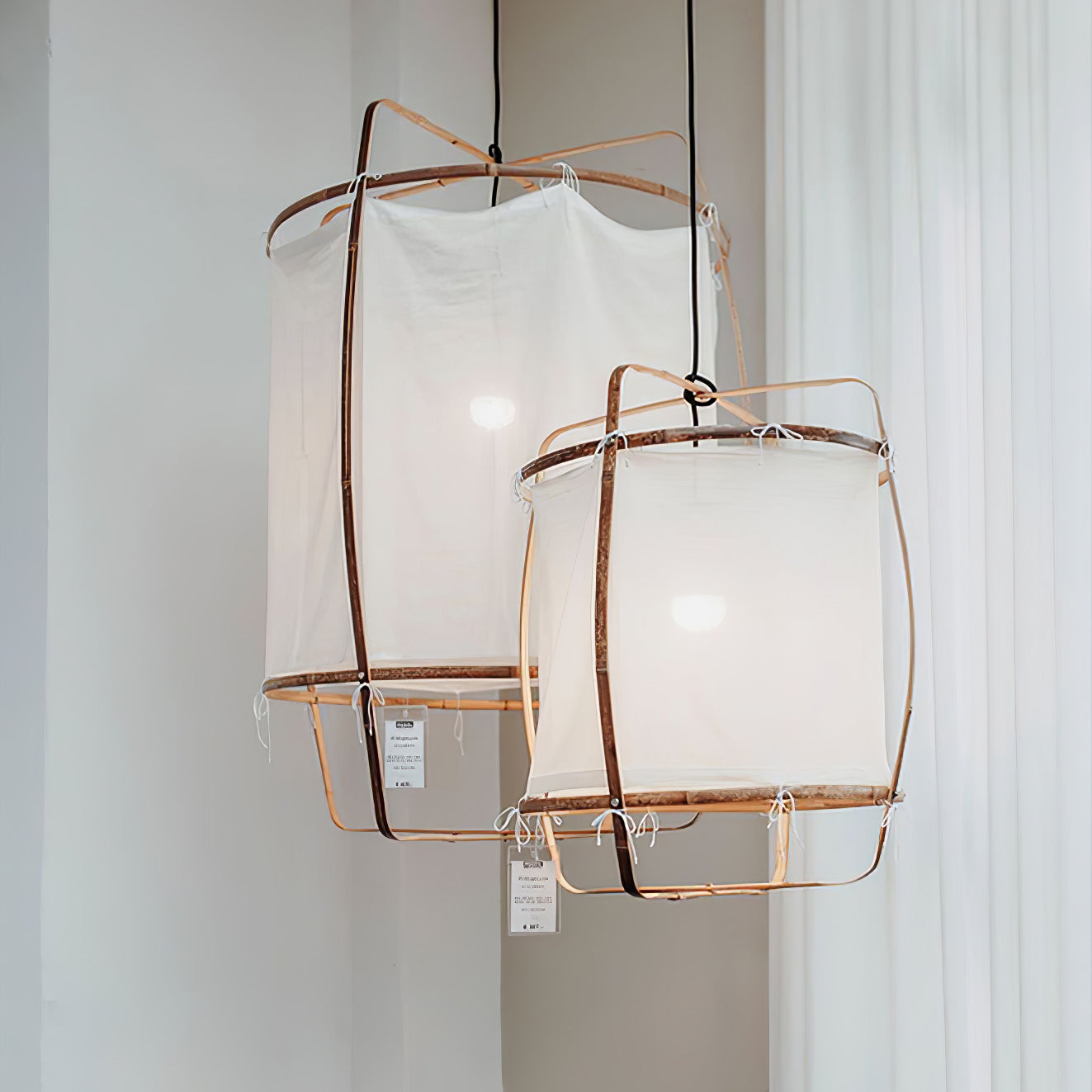 Asami – Design Pendelleuchte aus Leinen & Bambus