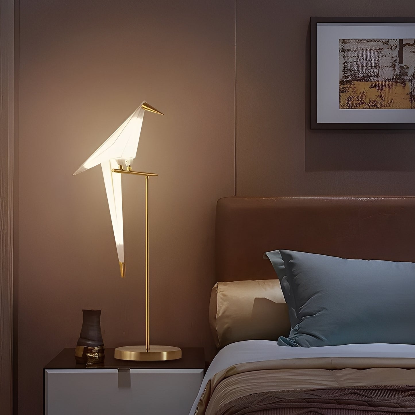 Origa – Postmoderne Tischlampe im Kranich-Design