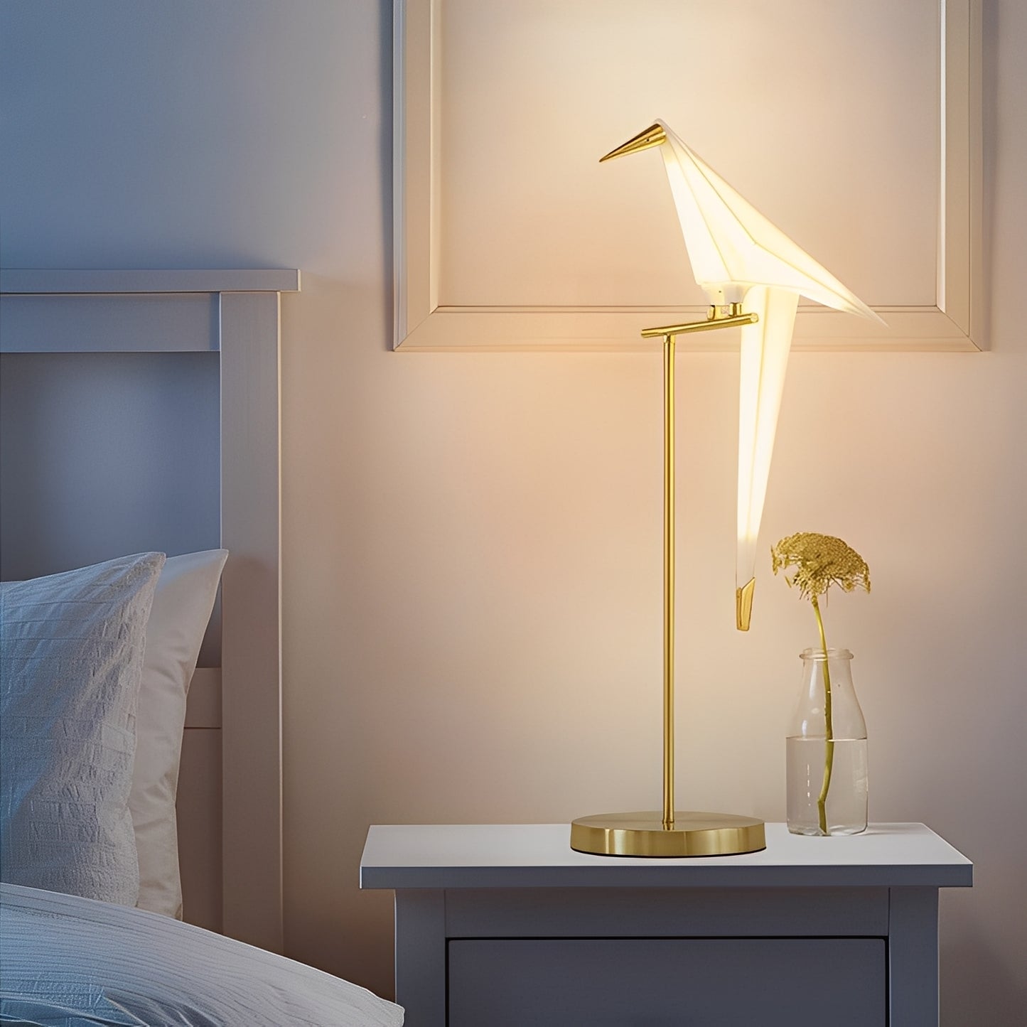 Origa – Postmoderne Tischlampe im Kranich-Design