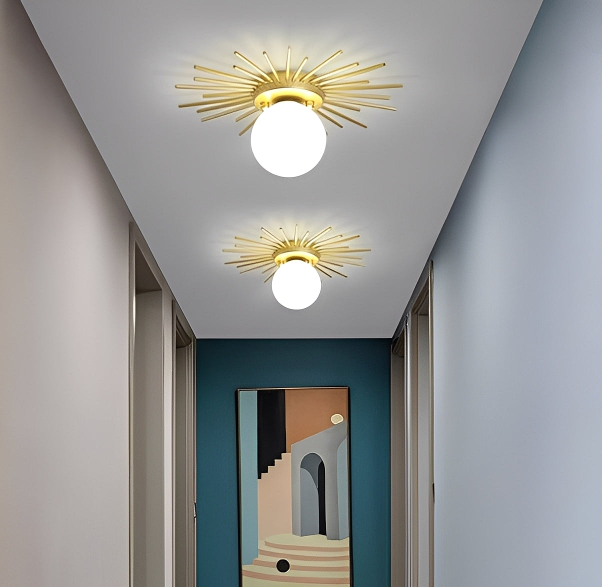 Solena – Goldene Sonnenblumen Deckenleuchte