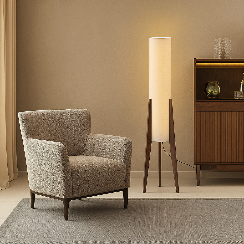 Astra – Retro-Stehleuchte aus Holz