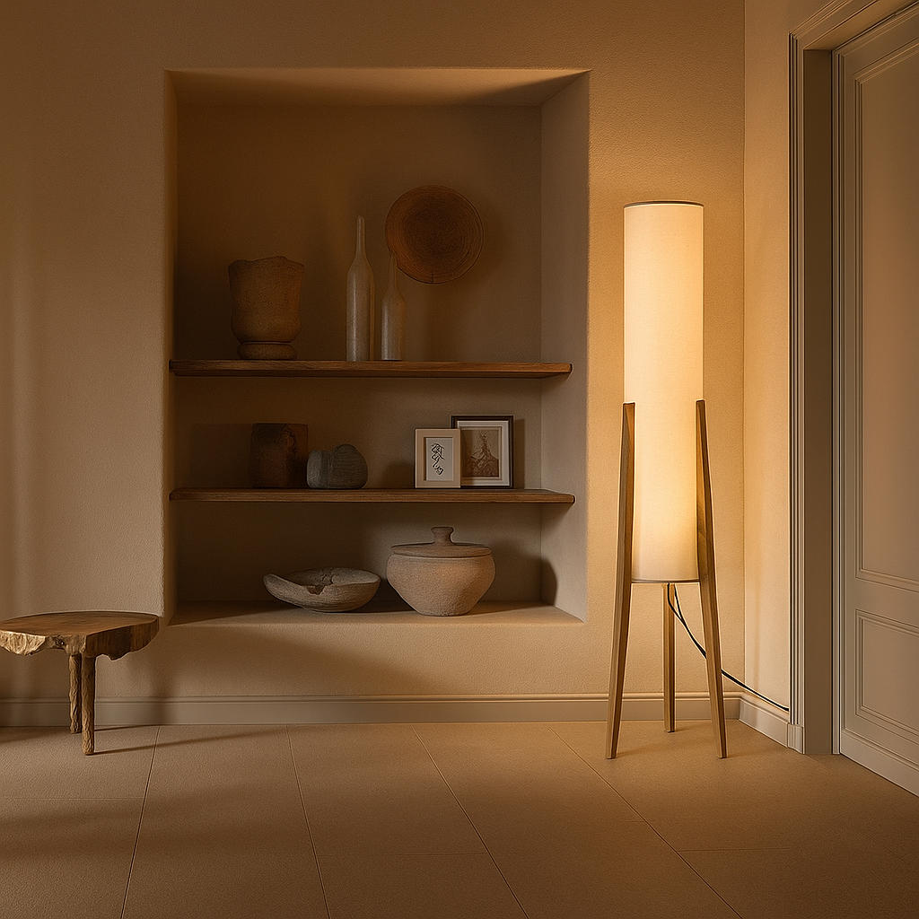 Astra – Retro-Stehleuchte aus Holz