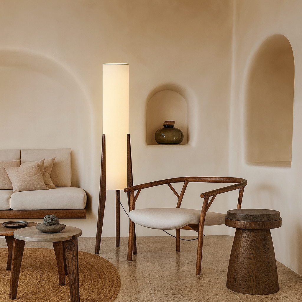 Astra – Retro-Stehleuchte aus Holz