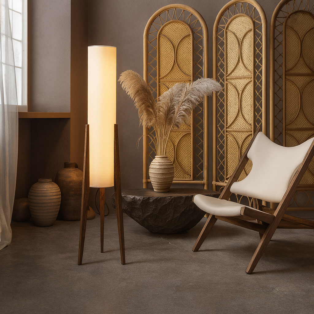 Astra – Retro-Stehleuchte aus Holz