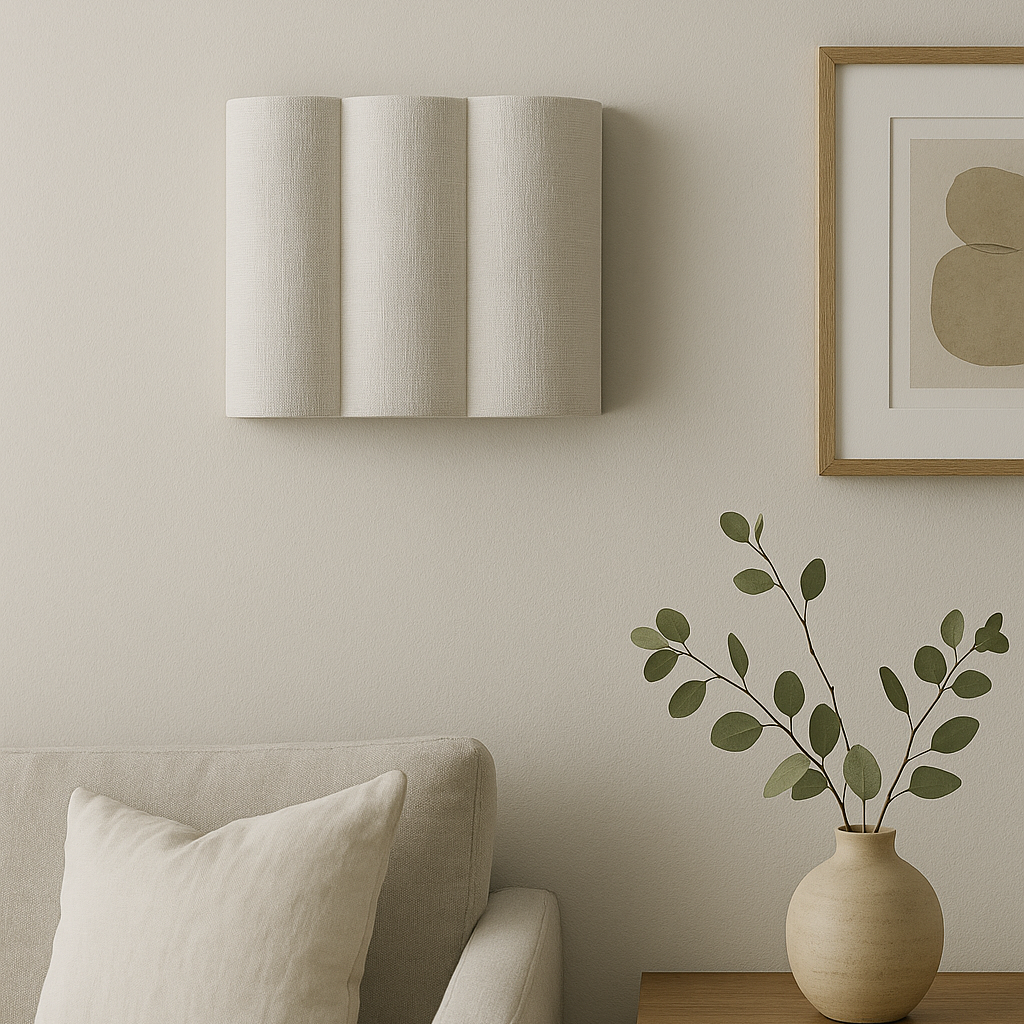 Soni – Stoff-Wandleuchte mit Muschelrand