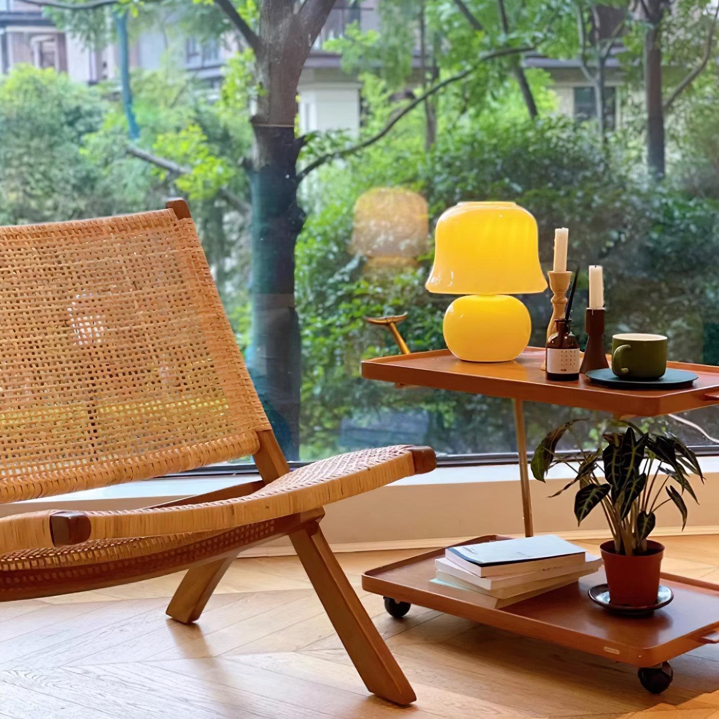 Lena – Tischlampe im Pilzdesign aus glasierter Glas