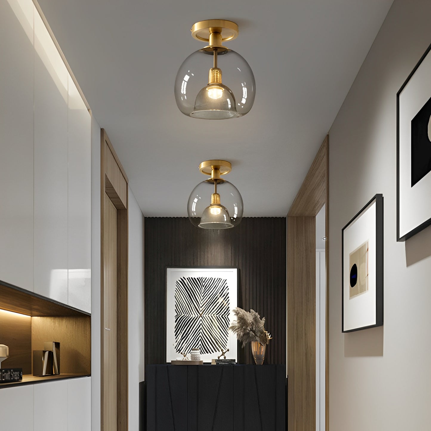 Glayra – Moderne Deckenleuchte mit grauem Glas für Flur und Wohnbereich