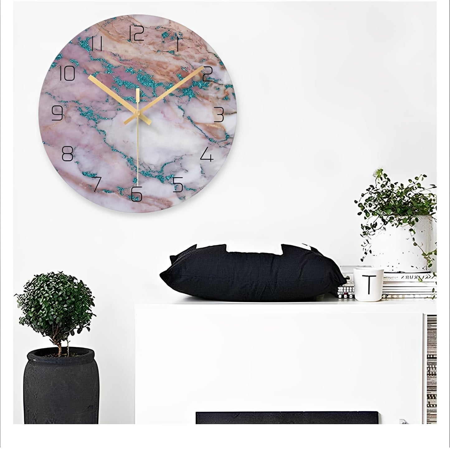 Marbela – Nordische Glas-Wanduhr mit Marmoroptik