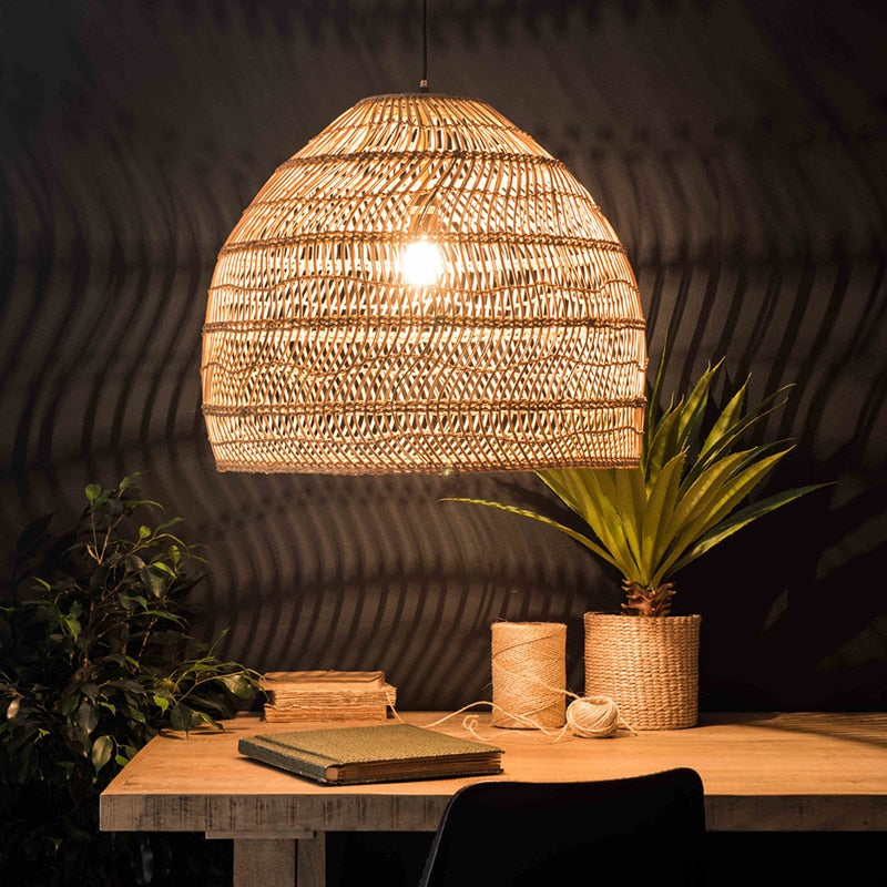 Hinode – Japanische Bambus-Rattan Pendelleuchte