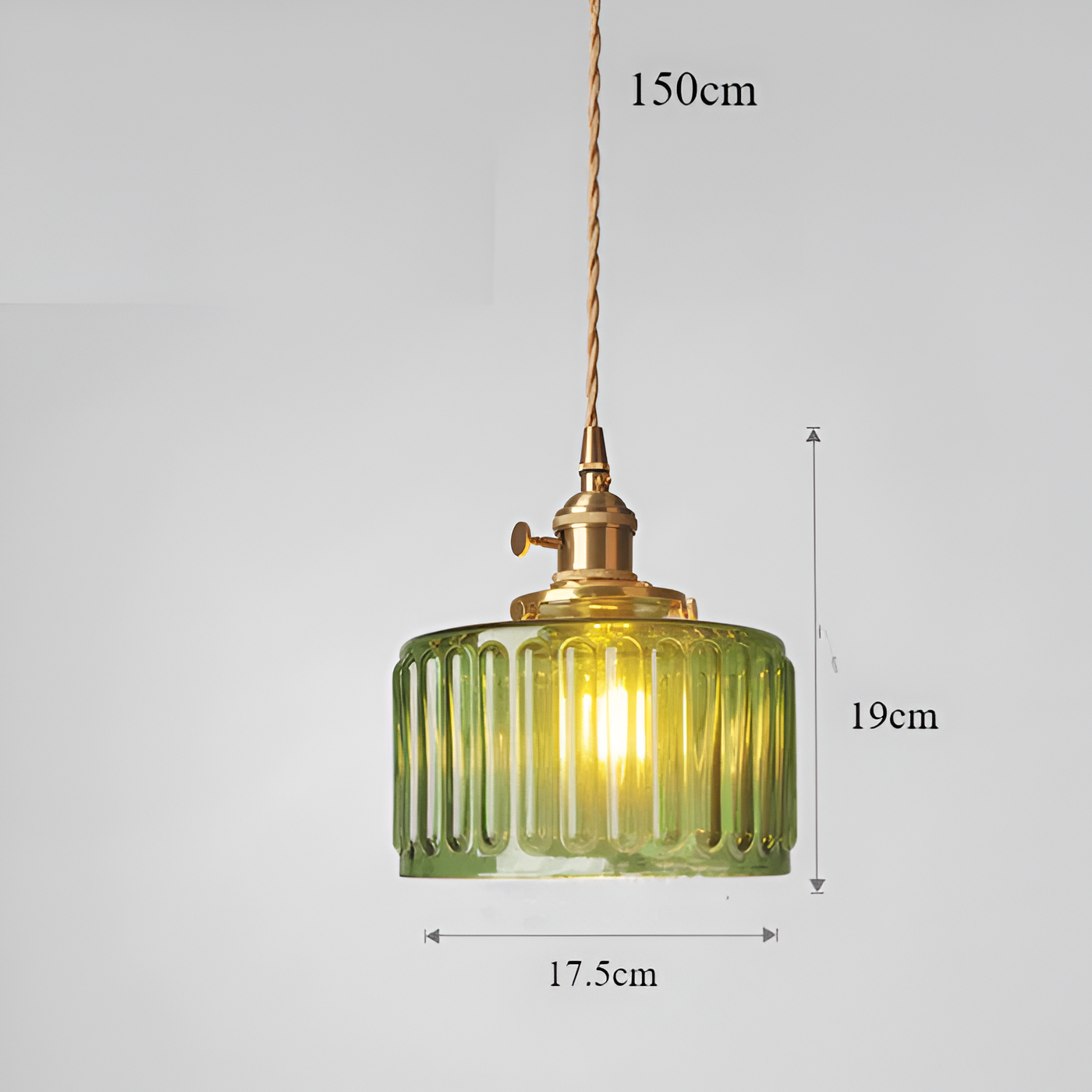 GreenTinge Glow – Retro-Pendelleuchte in Smaragdgrün mit Glasdetails