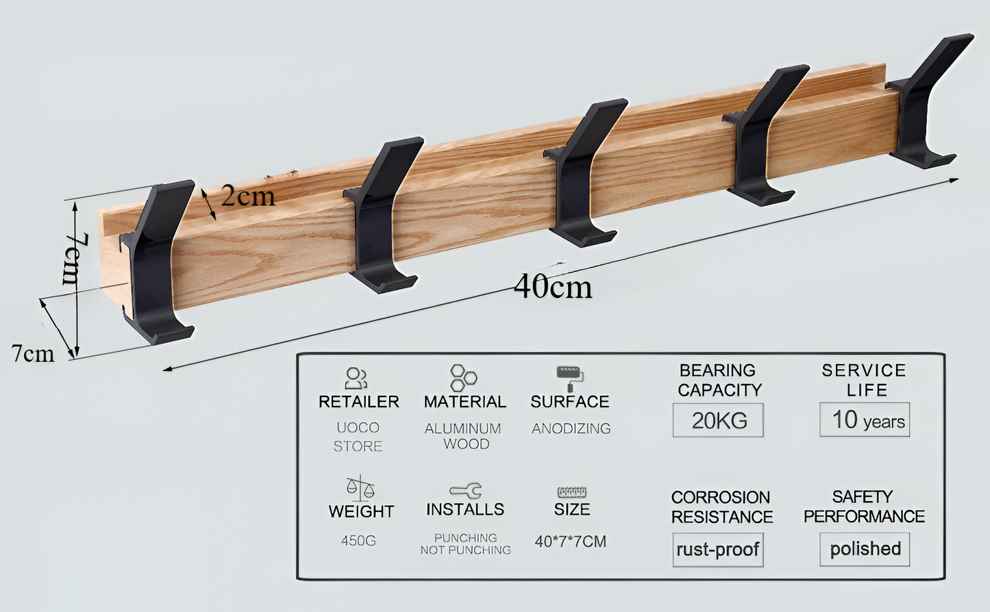 WallHooker – Wandgarderobe aus Holz mit Metallhaken im Industrial-Look