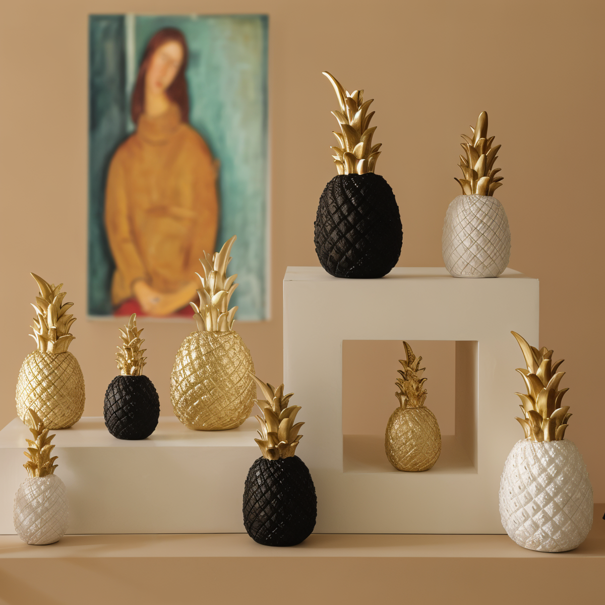 Phineas – Stilvolle Ananas-Dekoration aus Harz für sommerliche Wohnakzente