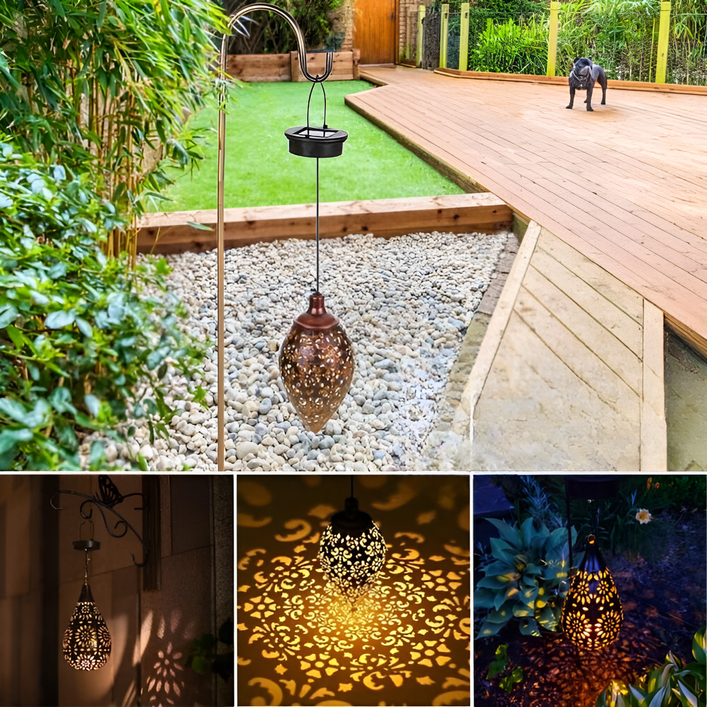 SunHalo Gartenleuchte – Solarbetriebenes Lichtspiel mit Hohlmuster