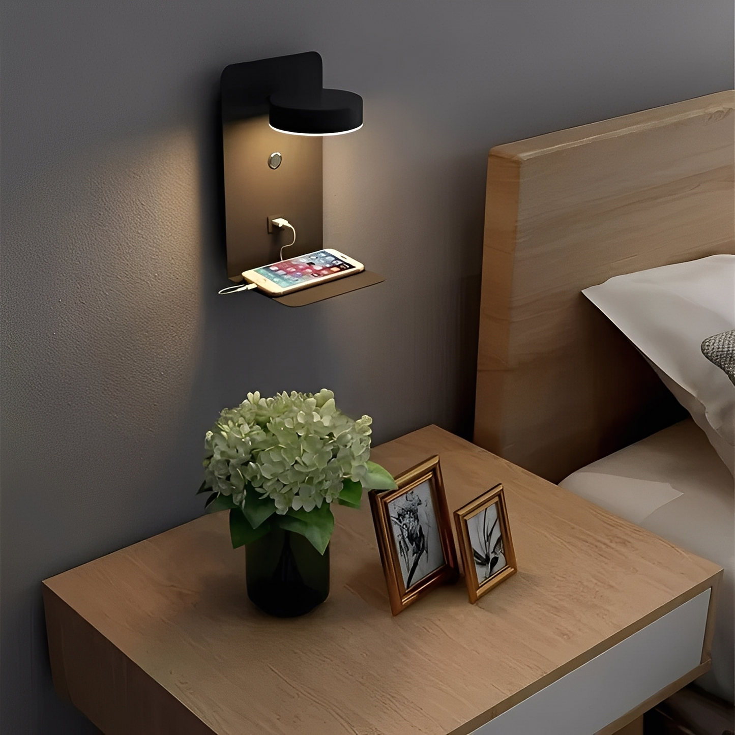 Darren – Nachttischlampe mit USB-Anschluss