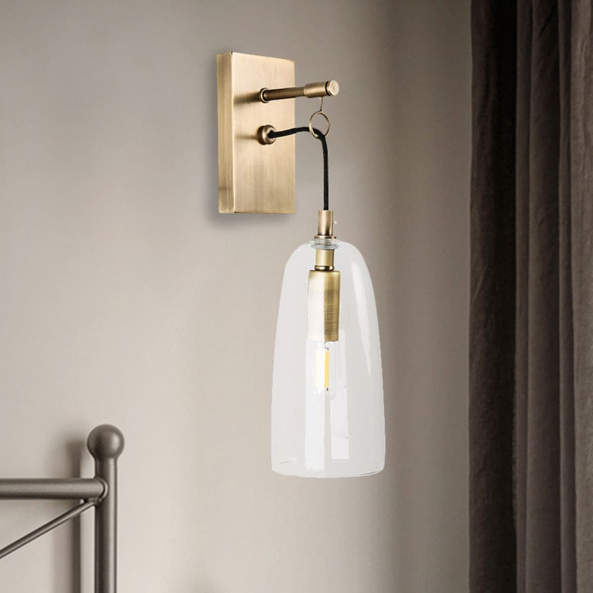 Ray – Wandleuchte aus Kupfer und Glas