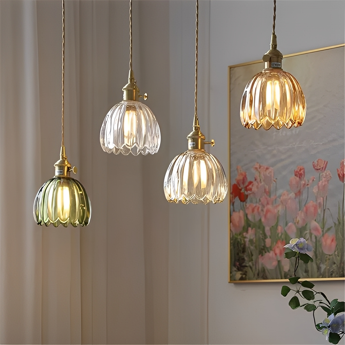 Sakumi – Nordic Glasblumen-Deckenlampe