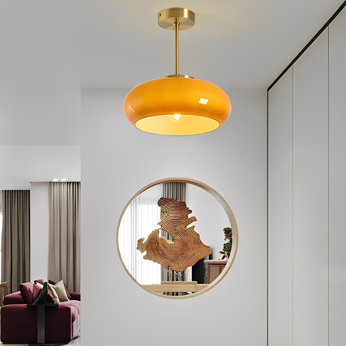 Janna – Vintage Runde Glas-Deckenleuchte