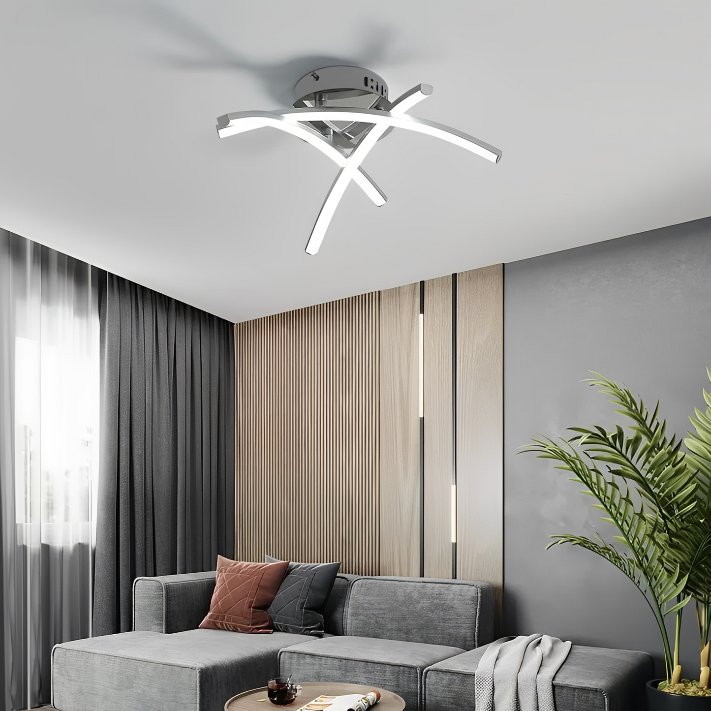 Karina – Nordic Trident Arc LED Deckenleuchte