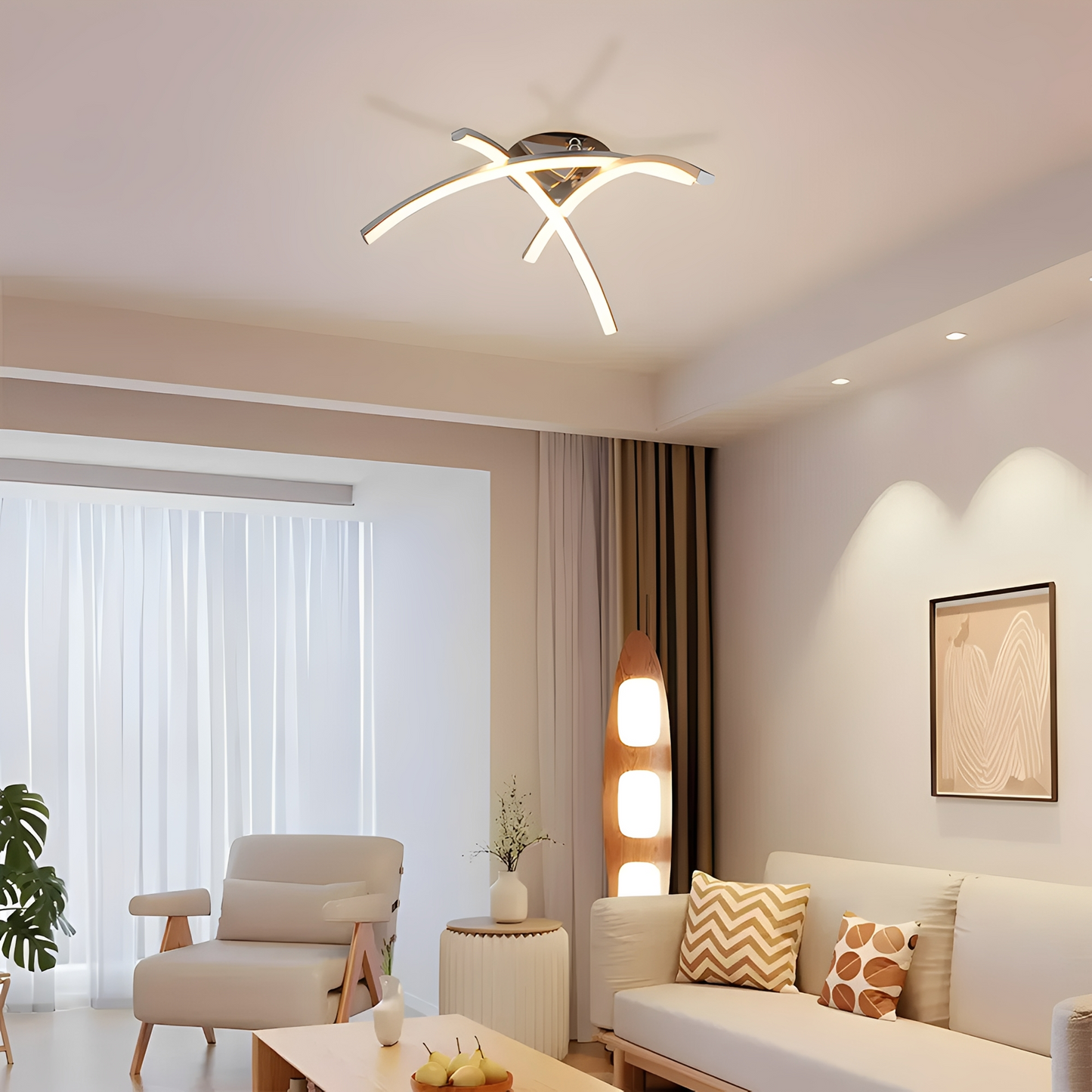 Karina – Nordic Trident Arc LED Deckenleuchte