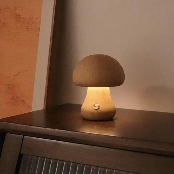 Süßes Pilz-Nachtlicht aus Holz
