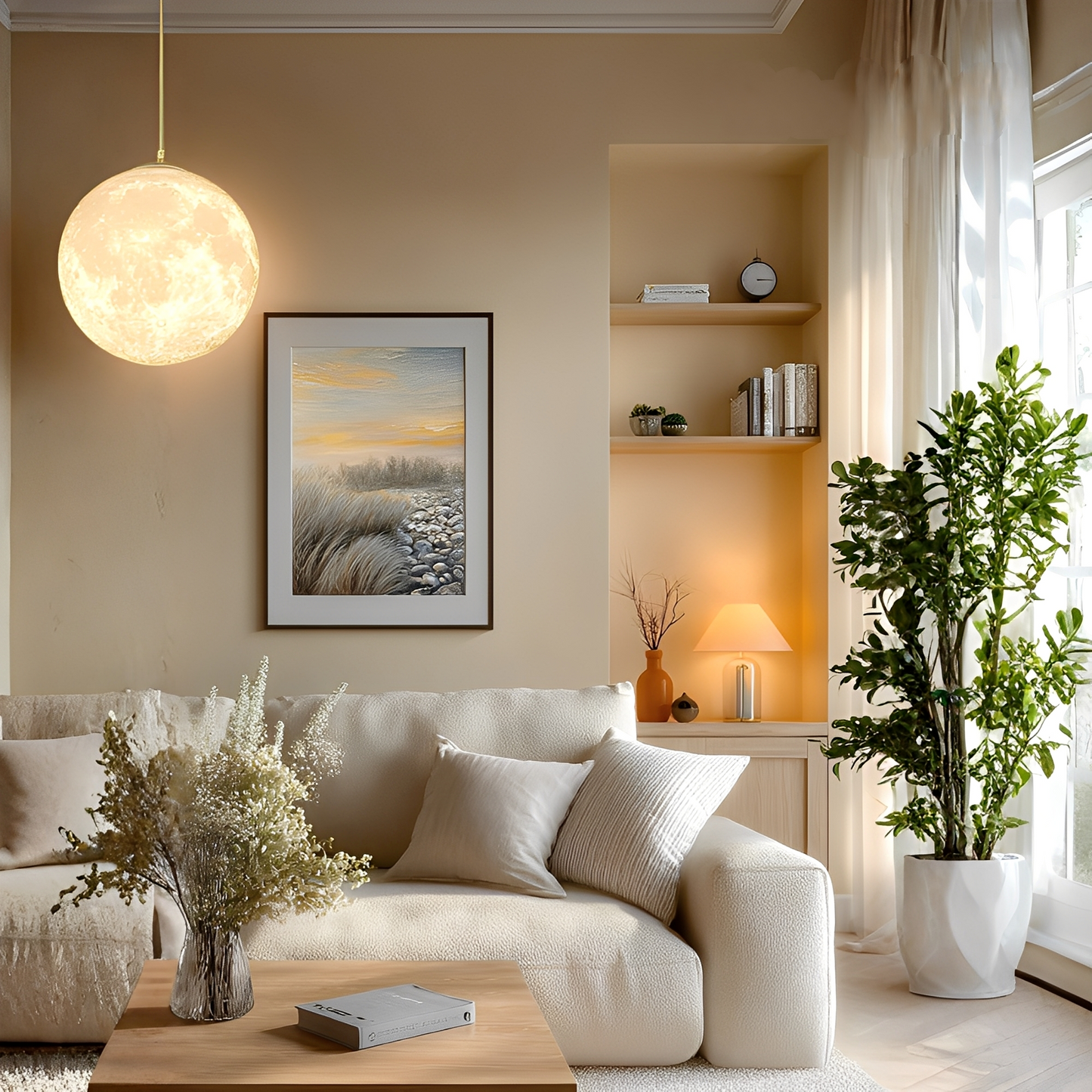 Ylani – Moderne 3D Mond-Pendellampe