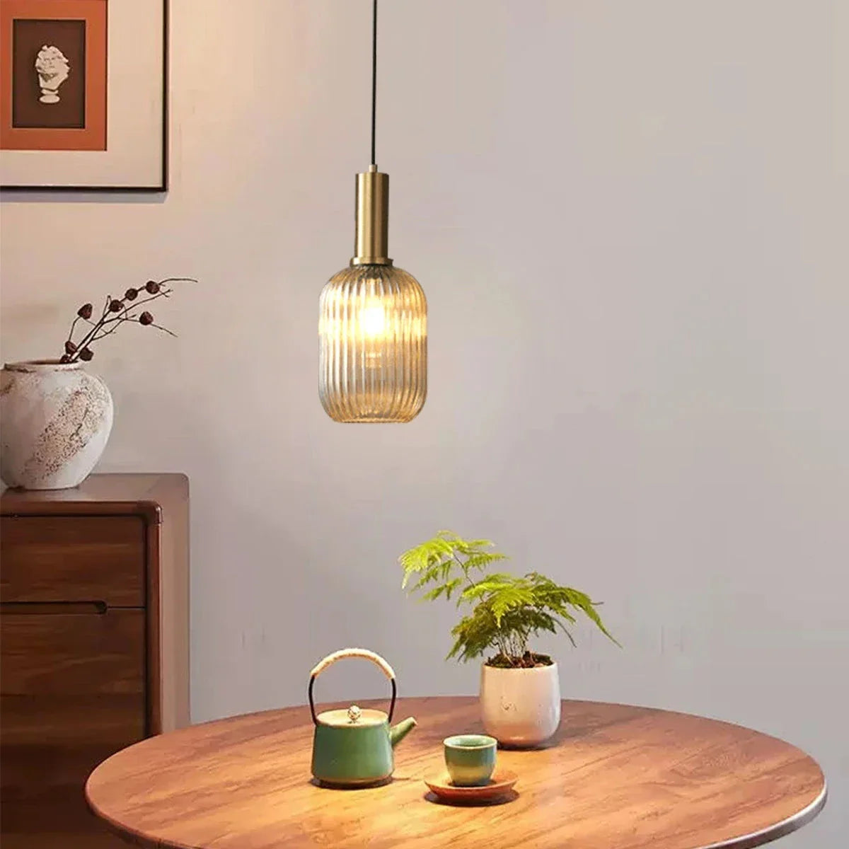 Miyako – Gestreifte Glas-Laternen Hängeleuchte