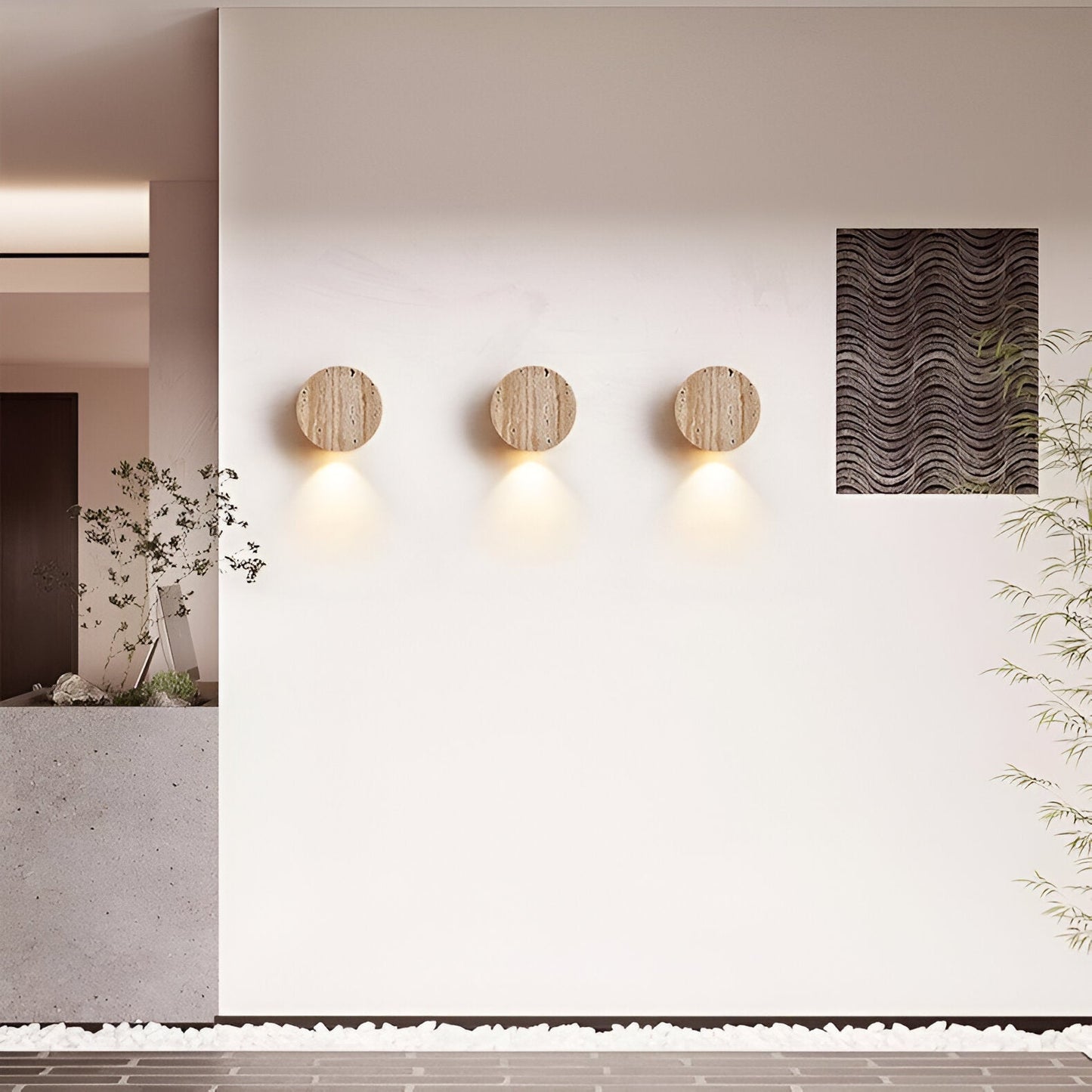 Sanya – Wabi Sabi Travertin-Wandlampe