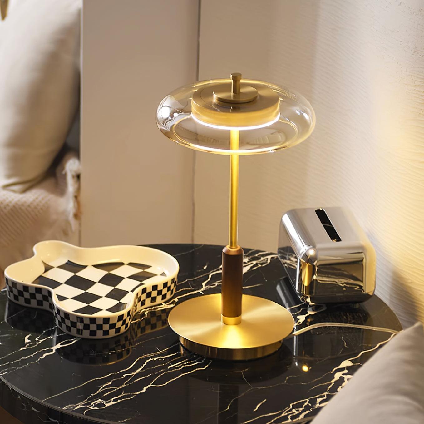 Redondo – Elegante LED-Tischlampe aus Metall und Glas