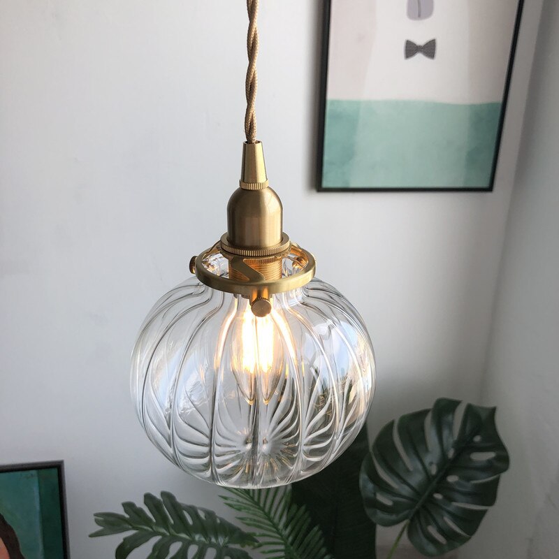 Mitsue – Japanische Retro Messing-Glas Pendelleuchte