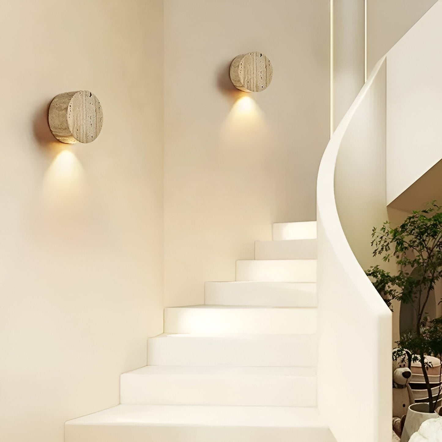 Sanya – Wabi Sabi Travertin-Wandlampe