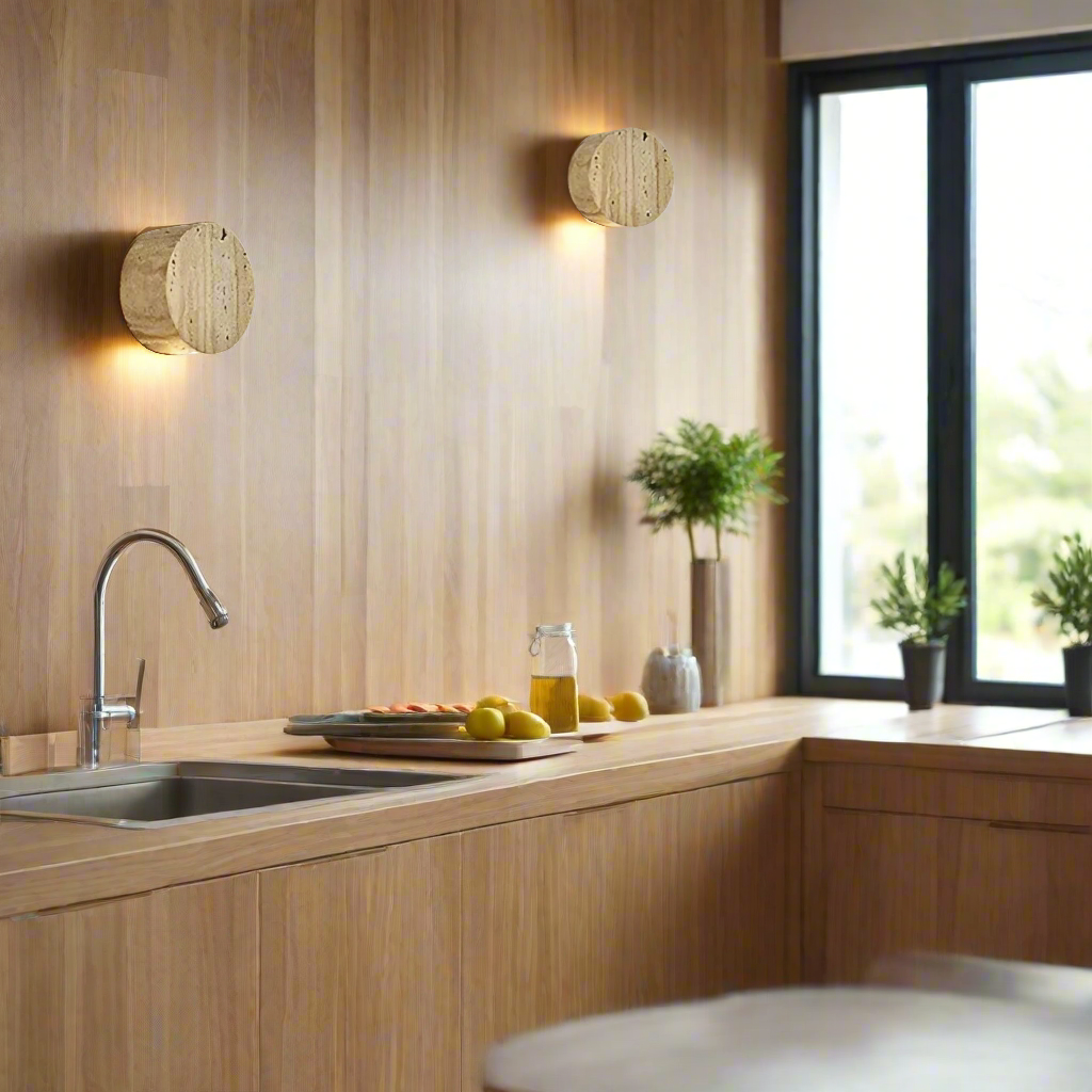 Sanya – Wabi Sabi Travertin-Wandlampe