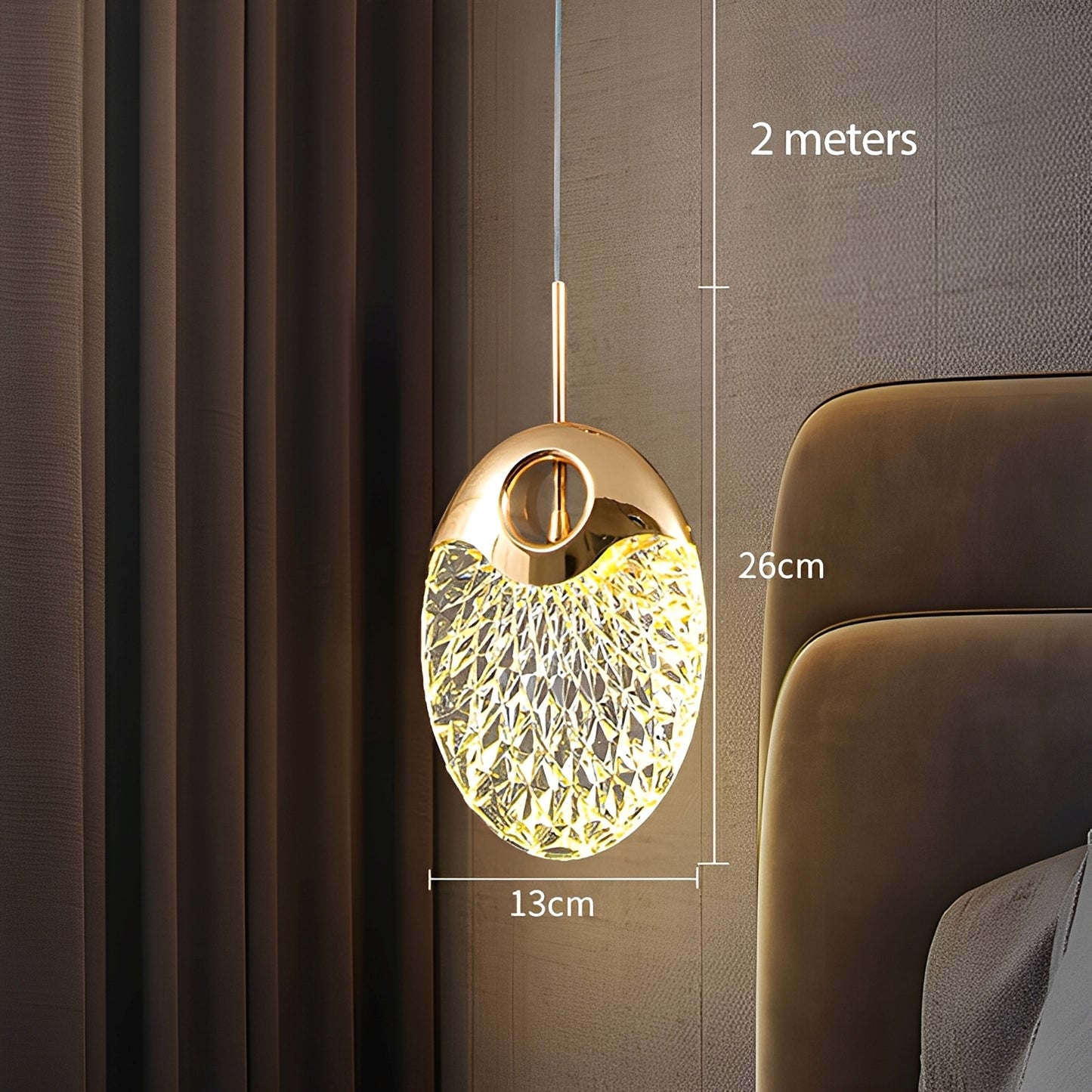 Himari – Goldene Kristall-Pendelleuchte