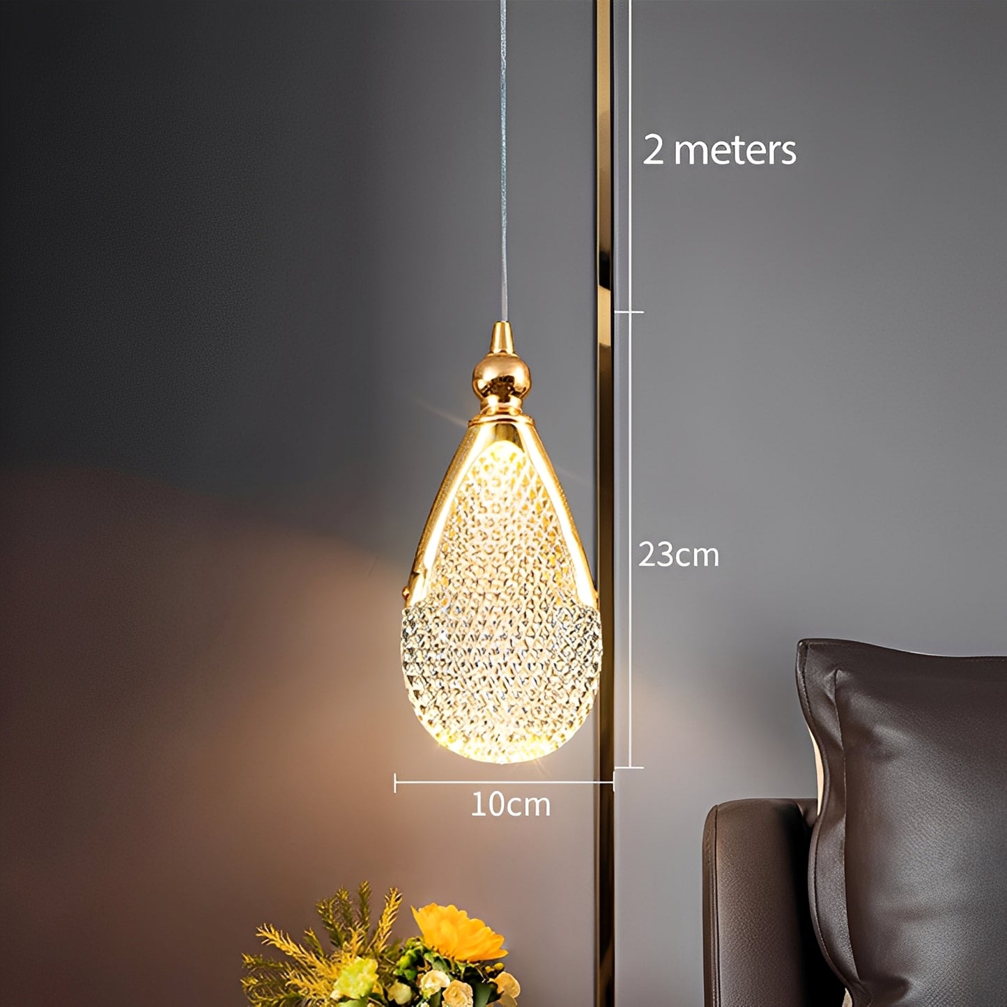 Himari – Goldene Kristall-Pendelleuchte