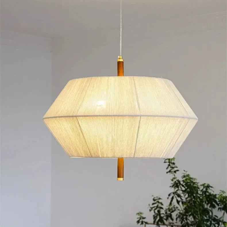 Suki – Retro Holzstoff Schlafzimmer-Pendelleuchte