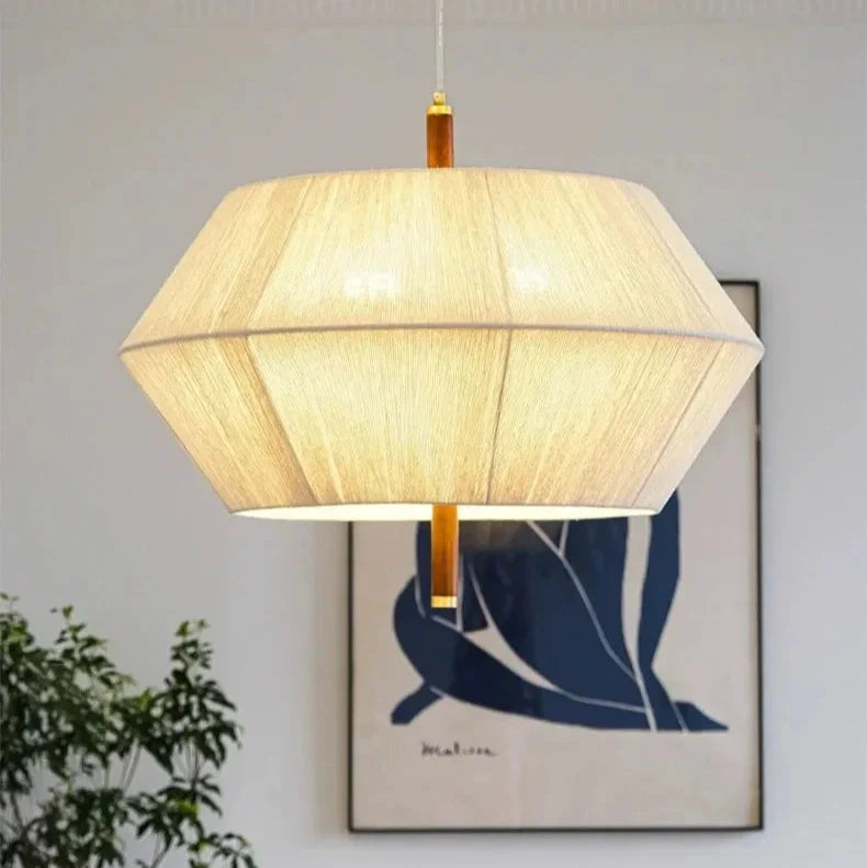 Suki – Retro Holzstoff Schlafzimmer-Pendelleuchte