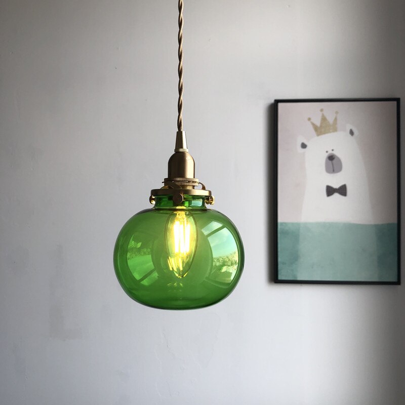 Mitsue – Japanische Retro Messing-Glas Pendelleuchte