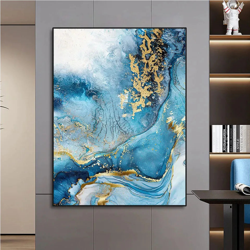 Finn – Blaue Marmor Leinwand